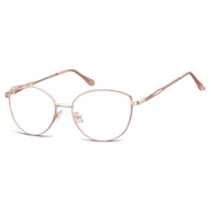 Okulary korekcyjne, oprawki, szkła - Okulary zerówki oprawki korekcyjne kocie oczy z teleskopami medium M296E różowy/złoty - miniaturka - grafika 1