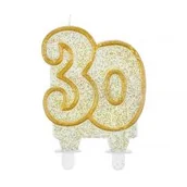 Urodziny dla dorosłych - GoDan Świeczka na tort "30", złoty kontur, 8 cm SF-CZ30 - miniaturka - grafika 1