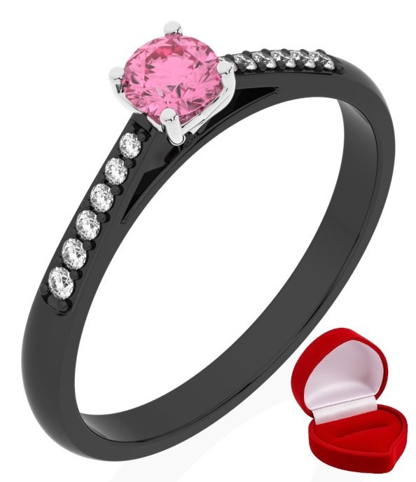 ZŁOTY PIERŚCIONEK ZARĘCZYNOWY 585 14k SZAFIR 0,24 ct CZARNE ZŁOTO R17