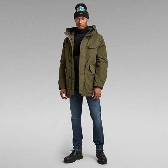 G-STAR RAW ZIELONA MĘSKA KURTKA PARKA Z KAPTUREM I KIESZENIAMI L 6EA