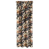 Zasłony - Zasłona 140x300 Betty grafitowa beżowa kwiaty welurowa gotowa na taśmie - miniaturka - grafika 1