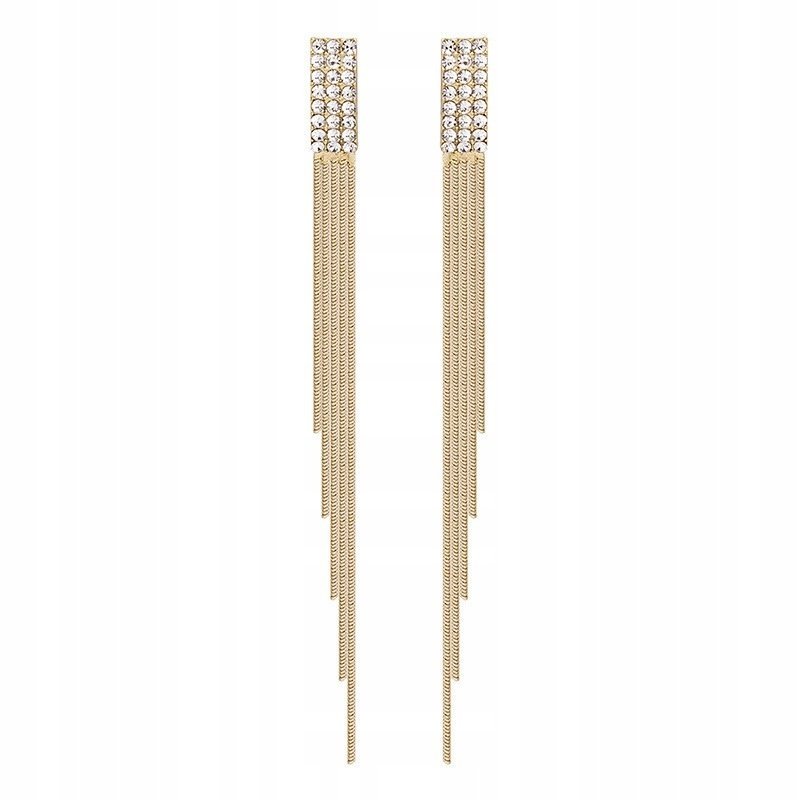 wiszące eleganckie KOLCZYKI damskie z cyrkoniami efektowne na imprezę