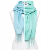 Apaszki i szaliki damskie - Szal Damski Duży Frędzle Gładki Dwukolorowy Modny Wiosenny Szalik Moraj - miniaturka - grafika 1