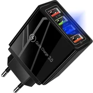 Ładowarki do telefonów - Ładowarka sieciowa szybka 4xUSB Quick Charge QC 3.0 Czarny - miniaturka - grafika 1