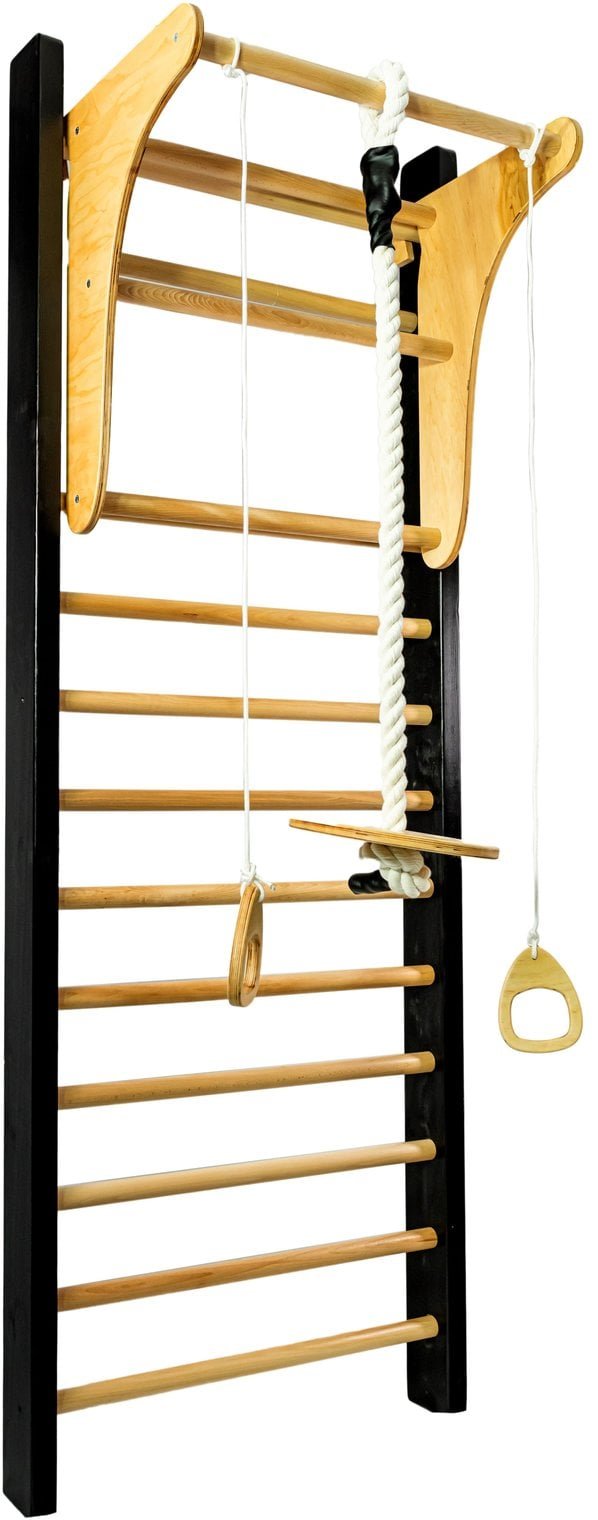 Interplastic Drabinka Gimnastyczna Leon 250 x 80 cm czarna + drążek + huśtawka + uchwyty