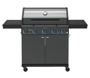 VELACO Grill gazowy ogrodowy ZEUS-D 146x53x112 cm z rusztem żeliwnym pokrywą i półkami o mocy 17,5 KW kolor CZARNY - Grille gazowe - miniaturka - grafika 1