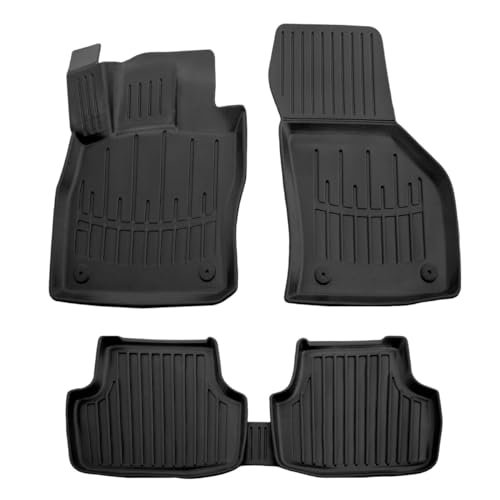 SCOUTT | Wysokiej jakości gumowe maty podłogowe 3D kompatybilne z Octavia 3 Od 2013 roku, system mocowania, wysoka krawędź, czarna, antypoślizgowa, łatwa do czyszczenia, na wszystkie pory roku