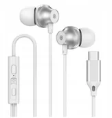 Słuchawki - Forever słuchawki przewodowe EP-02 dokanałowe USB-C białe - miniaturka - grafika 1
