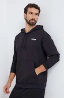 Bluzy męskie - Hummel bluza bawełniana męska kolor czarny z kapturem gładka - miniaturka - grafika 1