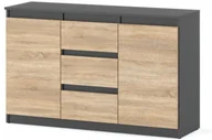 Szafki RTV - Komoda Nowoczesna Szara Dąb Sonoma Agnes 3 Szuflady 120cm Młodzieżowa Rtv - miniaturka - grafika 1