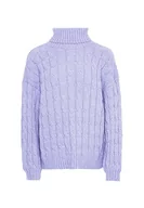 Swetry damskie - Aleva Damski sweter z golfem ze skręconej dzianiny akryl delikatny lawendowy rozmiar XS/S, Delikatna lawenda, XS - miniaturka - grafika 1