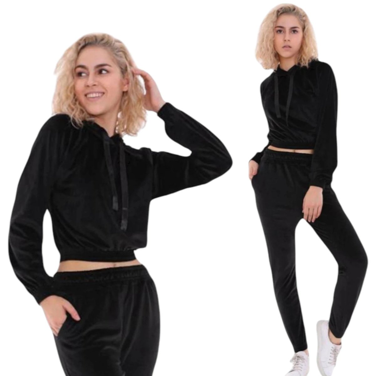 WYGODNY KOMPLET DRESOWY WELUROWY DRES DAMSKI MODNY CZARNY DUŻY ROZMIAR XXL