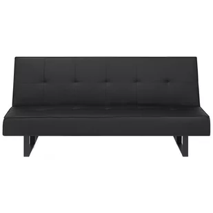 Beliani Sofa z funkcją spania skóra ekologiczna czarna 189 cm DERBY mała - Sofy i kanapy Beliani Sofa z funkcją spania skóra ekologiczna czarna 189 cm DERBY mała - Sofy i kanapy - miniaturka - grafika 1