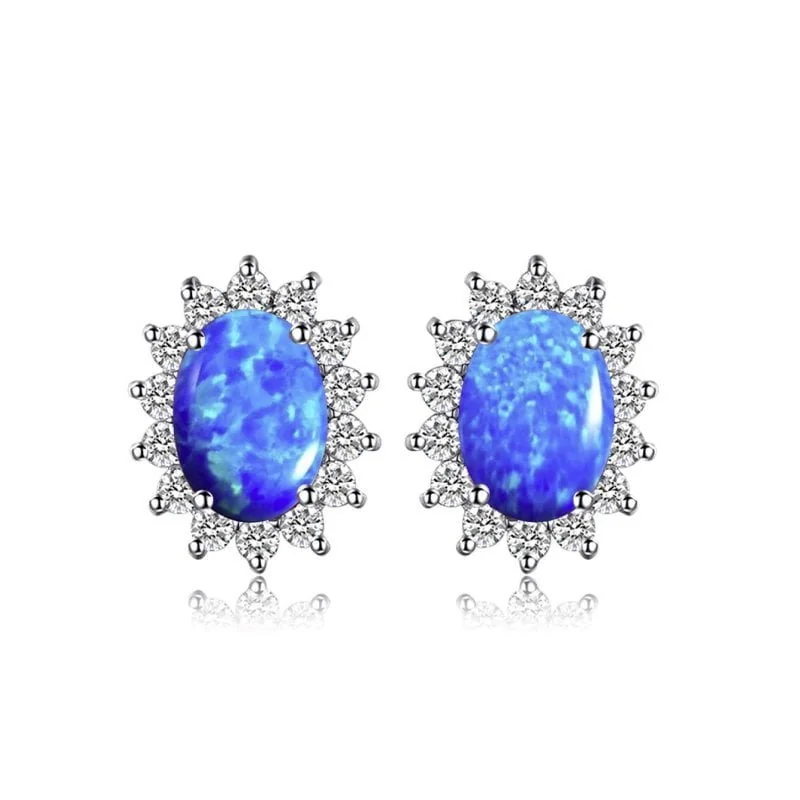 Srebrne kolczyki Blue Opal