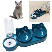 Shakery i bidony sportowe - Miska Podwójna Zestaw dla Psa Kota na Karmę z Dozownikiem do Wody Bidon Poidło - miniaturka - grafika 1