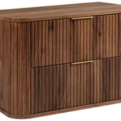 Szafki łazienkowe - Szafka łazienkowa GLAMOUR 80 cm ORZECH wisząca ryflowana 2 szuflady SOFT CLOSE + 2 kolory uchwytów - miniaturka - grafika 1