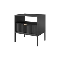 Szafki nocne - Szafka Nocna S-54 Nova Piaski Meble Biały Mat, Złote - miniaturka - grafika 1