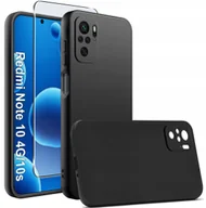 Etui i futerały do telefonów - Etui Czarne Matowe Silikon Slim do Xiaomi Redmi Note 10 10s + SZKŁO 9H - miniaturka - grafika 1