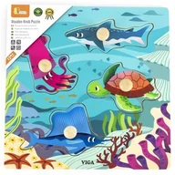 Układanki dla dzieci - VIGA Drewniane Puzzle z Pinezkami Zwierzęta Morskie Wodne - miniaturka - grafika 1