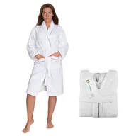 Piżamy damskie - Elegancki szlafrok welurowy Soft Touch Biały XXL - miniaturka - grafika 1