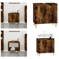 Szafki łazienkowe - vidaXL Szafka pod umywalkę dąb wędzony 58x33x60 cm materiał drewnopochodny - Szafka pod umywalkę - Szafki pod umywalkę - Szafka pod umywalkę - Szafka łazienkowa - miniaturka - grafika 1