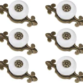 Zawiasy, okucia i inne akcesoria - 6 szt. zabytkowych okrągłych gałek do drzwi ze śrubami do szafek, biurek, stolików nocnych, regałów na książki, mebli, biała miedź - miniaturka - grafika 1