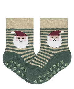 FALKE Unisex skarpetki dziecięce Santa Stripes bawełniane antypoślizgowe wypustki 1 para, zielone (Dark Jade 7248), 74-80, zielony (Dark Jade 7248) - Skarpetki dla dzieci - miniaturka - grafika 1