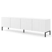 Szafki RTV - Szafka rtv z lamelowym frontem biały mat + czarne nóżki S0-S49 - miniaturka - grafika 1