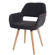 Krzesła - Krzesło do jadalni HWC-A50 II, krzesło kuchenne, design retro 50s ~ tkanina, ciemnoszary, jasne nogi - miniaturka - grafika 1