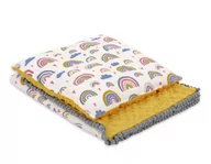 Koce i narzuty dla dzieci - Komplet: Dwustronny Kocyk Minky Poduszka - Tęcza - miniaturka - grafika 1