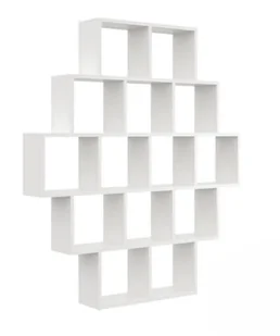 Nowoczesny regał ścienny, wiszący, 120x18x136 cm, biały, mat - Regały - miniaturka - grafika 1