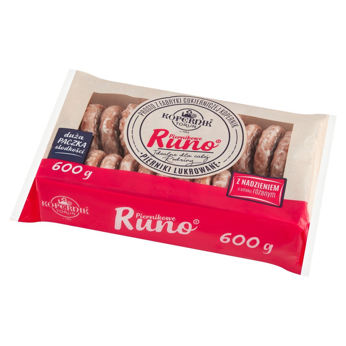 KOPERNIK pierniki lukrowane z nadzieniem o smaku różanym 600g