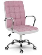 Fotele i krzesła biurowe - Sofotel Fotel biurowy materiałowy Benton różowo-biały 2457 - miniaturka - grafika 1
