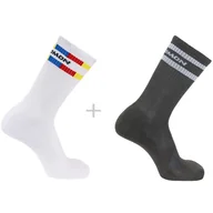 Skarpetki sportowe męskie - SALOMON 365 Crew 2-Pack white/martini olive EU 42-44 - miniaturka - grafika 1