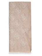 Apaszki i szaliki damskie - GUESS Szalik damski Kobiety beżowy|biały wzorzysty, ONE SIZE - miniaturka - grafika 1