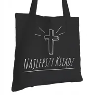 Torby i wózki na zakupy - Torba Bawełniana dla Księdza Czarna Na Prezent ekologiczna Trwały Nadruk - miniaturka - grafika 1