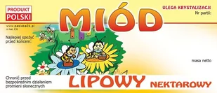 Etykiety na Miód Lipowy (100szt) - wzór E31 - Akcesoria do hodowli zwierząt - miniaturka - grafika 1