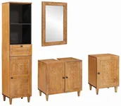 Meble łazienkowe - vidaXL Zestaw mebli łazienkowych 4 pcs Brązowy 38 x 33 x 160 cm - miniaturka - grafika 1