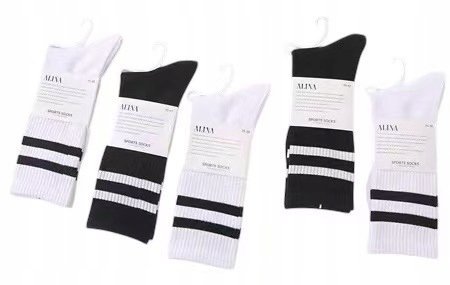 SKARPETKI BAWEŁNIANE DAMSKIE W PASKI 5 PAR ROZMIAR 35-38