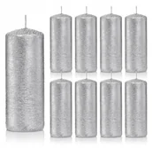 Świece - Świece ozdobne srebrne walec kokon 10/4 zestaw 9 - miniaturka - grafika 1
