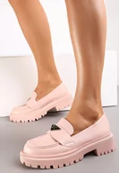 Mokasyny damskie - Jasnoróżowe Mokasyny na Grubej Podeszwie z Ozdobną Klamerką Silensa - miniaturka - grafika 1