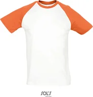 Koszulki męskie - SOLs 11190 Raglan Funky 150 Koszulka męska - Kolor: Biały/Pomarańczowy - Rozmiar: L - miniaturka - grafika 1