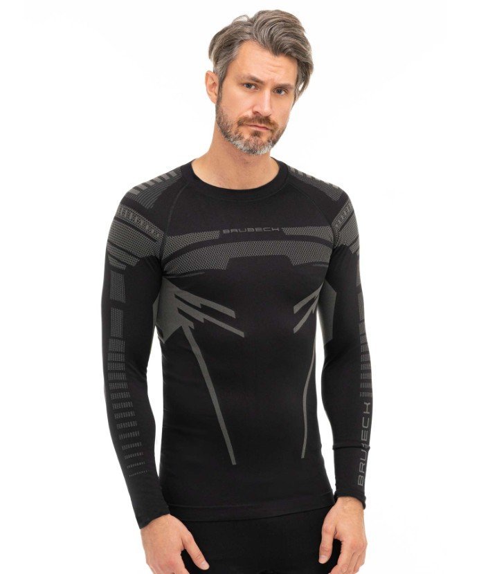 Brubeck, Bluza męska DRY czarny/grafitowy XL, BRUBECK LS1570M