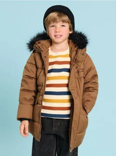 Sinsay - Płaszcz z kapturem - beżowy - Kurtki i płaszcze dla chłopców - miniaturka - grafika 1