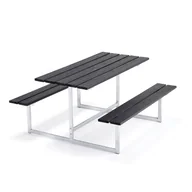 Pozostałe meble ogrodowe - Stół z ławkami SETTLE, 1100 mm, czarny/galwanizowany - miniaturka - grafika 1