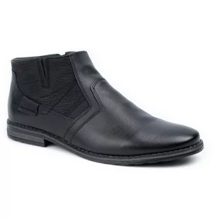 Buty męskie sztyblety skórzane zimowe 903KZ czarne - Buty Olivier - Buty zimowe męskie - miniaturka - grafika 1