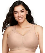 Biustonosze - Glamorise Damski biustonosz sportowy MagicLift Plus Size bezszwowy bez fiszbin z zapięciem na plecach #1006, Kawiarnia, 85J - miniaturka - grafika 1