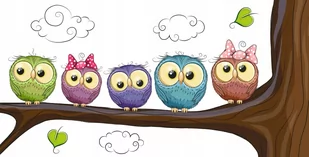 Naklejki na ścianę dla dzieci Sówki na gałęzi 311, 100x50 cm - Naklejki na ścianę - miniaturka - grafika 1