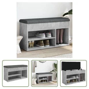 The Living Store Ławka na buty betonowa szara 82x32x45,5 cm Materiał drewnopochodny - Szafki na buty - miniaturka - grafika 1