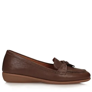 Eleganckie brązowe mokasyny na koturnie Toscanio - 40 - Półbuty damskie - miniaturka - grafika 1